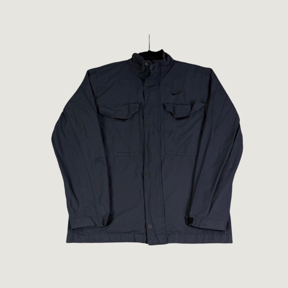 Nike Mens Field Jacket Black Utility M65 Style Full Zip Coat Small Distressed
